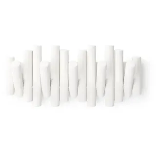 Umbra Wandgarderobe , Weiß , Holz, Metall, Kunststoff , Kiefer , 5x18x40 cm , Grüner Punkt , Garderobe, Garderobenpaneele, Wandgarderobe