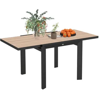 Outsunny Gartentisch Ausziehbarer, 80/160x80 cm , Naturfarben , Metall , 80x75x160 cm , Gartenmöbel, Gartentische