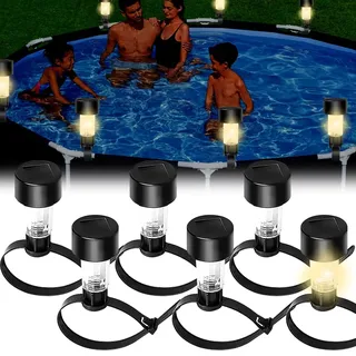 IXYHKB Solar Poolbeleuchtung, 6 Stück LED Teichbeleuchtung Solar Pool Licht für Außen Pool Garten Deko,Treppen,Zaun, Hof,Terrasse, Warmes-Licht