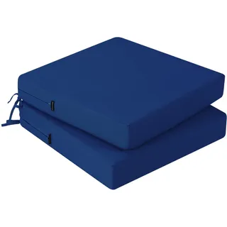 PRIMEPATIO Outdoor Stuhlkissen 45x45, 2er Set mit Bändern, Navy