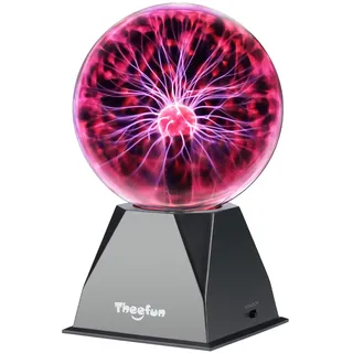 Theefun 6 Zoll Plasmakugel, Magische Plasma Kugel Zauberkugel Berührung & Sound Aktivierte Leuchtlampe Pädagogisches Physik Plasmalampe für Weihnachten Geschenk, Partys, Dekorationen (Rot)