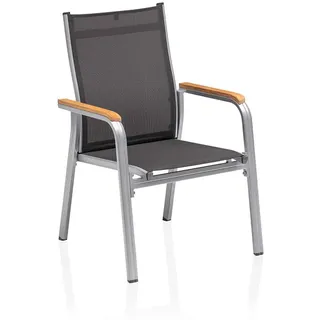 Kettler Granada Stapelsessel zerlegt Aluminium/Outdoorgewebe Teak Armlehnen