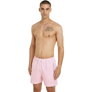 Tommy Hilfiger Herren Badehose Medium Drawstring Stripe Mittellang, Rosa (Ithaca White / Botanical Pink), XL