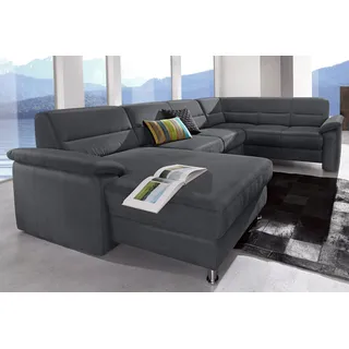 sit&more Wohnlandschaft »Ascara U-Form«, inklusive Boxspring/Federkern-Polsterung, wahlweise mit Bettfunktion, schwarz