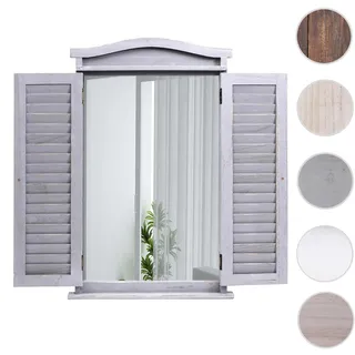 Wandspiegel Badspiegel Badezimmer Spiegelfenster mit Fensterläden, 71x46x5cm ~ shabby grau