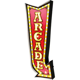 Leuchtschild Retro-Schild Wandschild im Vintage-Stil LED Schild Dekoschild Zubehör für Wohnkultur 50er Jahre Haus Dekoration Retro Leuchtkasten Metallhandwerk Arcade – 69x25x5 cm