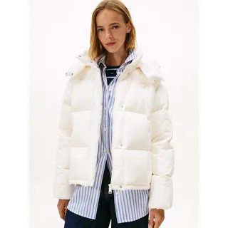 Steppjacke TOMMY JEANS "TJW ALASKA GRID DOWN JACKET EXT", Damen, Gr. XL (42), weiß (ancient weiß), Web, Obermaterial: 100% Polyester, unifarben, regular fit, Jacken Steppjacke