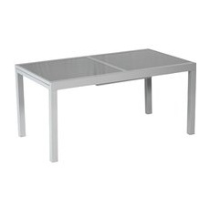 MERXX Tisch, mit Sicherheitsglas-Tischplatte, BxHxT: 140 x 75 x 200 cm - grau
