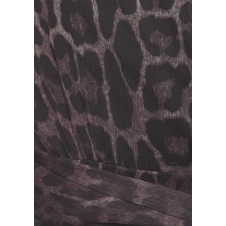 Druckkleid LASCANA, Damen, Gr. 34, N-Gr, braun (animal print), Chiffon, Obermaterial: 100% Polyester. Futter: 100% Polyester, bedruckt, figurumspielend kniefrei, V-Ausschnitt, mit Gummizug, Kleider Druckkleid, mit fixiertem Bindeband, elegantes Sommerkleid mit Leomuster, Topseller