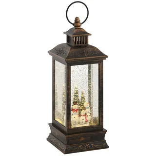 Dekoobjekt MY HOME "LED Laterne Schneemann", braun (braun, weiß), B:10,4cm H:27,5cm T:10,4cm, Dekofiguren, Dekoobjekt, mit weihnachtlichen Figuren, Höhe ca. 27,5 cm