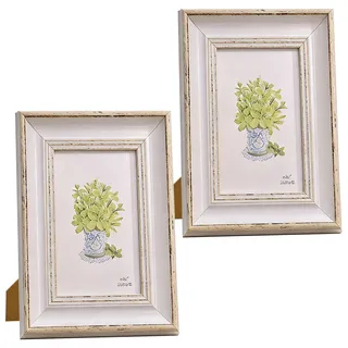 SIMDAO 2er Set Vintage Bilderrahmen, Bilderrahmen 21x29,7 Retro Fotorahmen für Tisch & Wand, Antike Shabby Fotorahmen Deko für Family Freund Hochzeit Weihnachten Thanksgiving Geburtstage(Weiß) (Weiß)