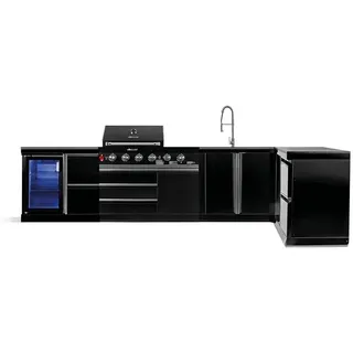 Goriller Outdoorküche Blackback Xl4 , Schwarz Hochglanz , Metall , 441x90x58 cm , Ce , Grills, Gasgriller