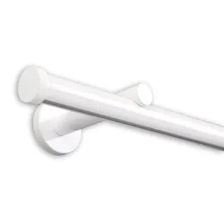 Gardinenstange Innenlauf auf Maß 20mm 1-läufig Weiß mit Kappe - Serie Modern – 130cm