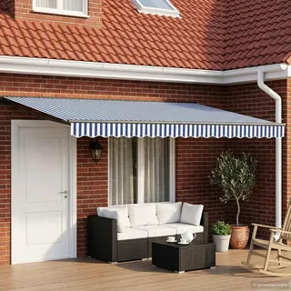 vidaXL Elektrische ausziehbare Markise Blau, Weiß, Anthrazit 5 x 3 m - Grau