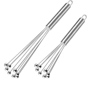 Edelstahl Schneebesen mit Kugeldesign - Premium Küchenschneebesen Set aus rostfreiem Stahl, Inkl. 2 Rührblitz Kugeln für effizientes Schlagen & Rühren für Backen, Cocktails & Saucen