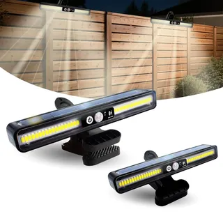 Surplex Solarlampen für Außen, 2 Stück Clip-on Solarleuchte mit Bewegungsmelder, 2 Montagearten 3 Modi Wandleuchte mit 36 LEDs, Wasserdichte Solar Light für Garten Zäune Camping, Wärmes Licht