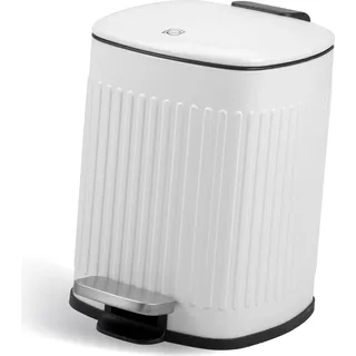 eluno Kosmetikeimer, Treteimer, 6 Liter Fassungsvermögen, Mülleimer Abfallbehälter für Bad, Küche, Schlafzimmer mit herausnehmbaren Kunststoffinneneimer, Weiß - Weiß