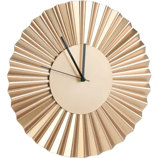 Design Edelstahl Fächer Wanduhr- gewelltes Metall Wanduhr Welle Roségold - Beige
