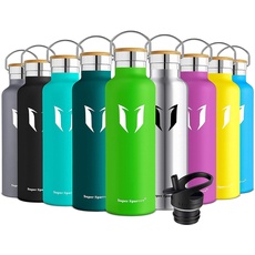 Super Sparrow Trinkflasche Edelstahl - 500ml - Auslaufsicher Thermoskanne, BPA-Frei Wasserflasche - Kohlensäure Thermosflasche für Kinder, Sprudel, Sport, Uni, Schule, Fitness, Outdoor, Camping
