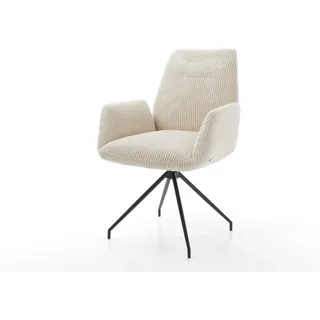 DELIFE Esszimmerstuhl Zoa-Flex Cord Beige Kreuzgestell konisch Schwarz Taschenfederkern - Beige