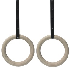 VLFit Turnringe Holz Gymnastikringe Ringe Turnen für Fitness mit Hochfeste Nylon Gurtbänder mit Schnellschnallverschlüßen aus Metall verstellbaren, 28 mm oder 32mm