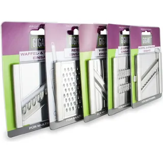 Gemüsehobel, Gurkenhobel, Mandoline, Gemüsereibe - Gigant 4-fach Hobel Edelstahl mit 5 zusätzlichen Einsätzen