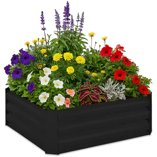 Relaxdays Hochbeet 90 x 30 x 90 cm Schwarz