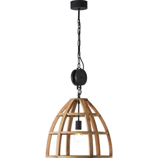 Brilliant Pendelleuchte Matrix Nature Antik Holz Schwarz Korund Ø47cm max. 60W E27 kürzbar - Braun