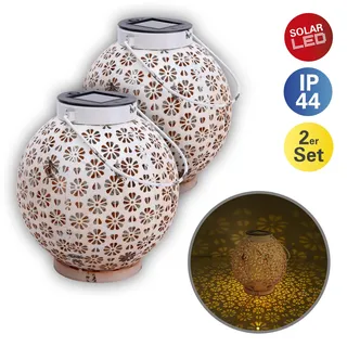 Solarleuchte Garten Laterne 2er Set Kugel Solarlampe Außenleuchte Solar 5285423 - Weiß