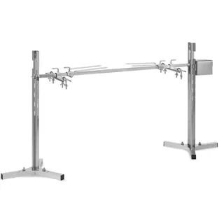 Klarstein Rotisserie Grill mit Motor, Elektrischer Grill mit Drehspieß, Großer Spießgrill für Hähnchen & Spanferkel, Höhenverstellbarer Grill mit Motor, Spieß Grill mit Edelstahl-Standbeinen - Silber