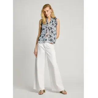 Pepe Jeans für Damen. PL305020 Bluse Enid blau (XS), Lässig, Polyester, Ärmellos / Hosenträger