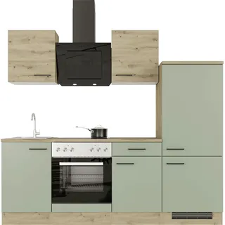 Flex-Well Küchenzeile Cara 220 cm Schilfgrün matt