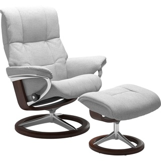 Stressless® Relaxsessel »Mayfair«, (Set, Relaxsessel mit Hocker), mit Hocker, mit Signature Base, Größe S, M & L, Gestell Braun, grau