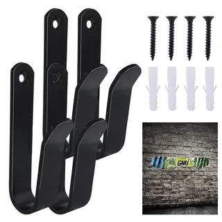 4 Stück Snowboard Wandhalterung Horizontal, Skateboard Wandhalterung, Snowboards Wandregal Display Rack, Schwarz Snowboard Halterung für Skateboard Longboard, für Boards wie Skateboards, Longboards