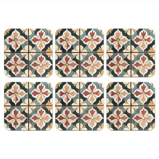 MuchoWow Glasuntersetzer 6er-Set Dekorationen - Kacheln - Spanisch - Vintage 10x10 cm , Naturmaterialen , Quadratisch , 10x0.2 cm , Gläser, Untersetzer