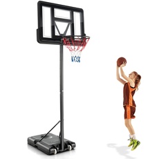 COSTWAY Basketballständer 130-305 cm höhenverstellbar, Basketballkorb Outdoor mit Ständer & 2 Rädern, mobiles Basketballanlage Korbanlage für Kinder, Erwachsene