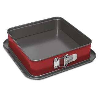 Guardini Rossana 2.0, quadratische Springform, auslaufsicher und mit Antihaftbeschichtung, doppellagig, Hi-Top-Stahl, 24 x 24 x 7 cm, Rot und Grau