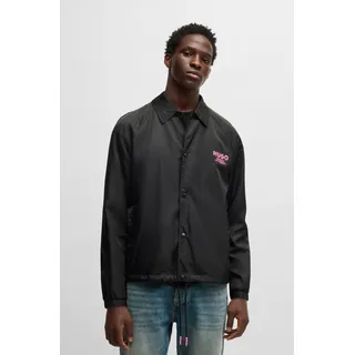 HUGO Blue Funktionsjacke »Biyo« Overshirt mit kontrastfarbenen Druck, schwarz