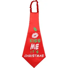 Christmas Shop, Krawatte + Fliege, Krawatte mit weihnachtlichem Design und Aufschrift übergroß, Rot