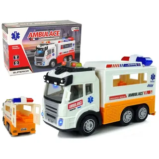 Lean Toys Krankenwagen Batterie Auto Lichter Sounds