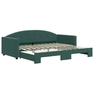 vidaXL Tagesbett Ausziehbar Dunkelgrün 90x200 cm Samt