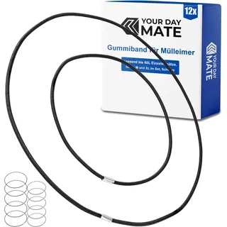 Universal Gummiband für Mülleimer, 12 Stück, Größe M + XL, passend bis 60 Liter Einzeleinsätze, kompatibel mit WESCO Mülltonnen, 50 cm und 80 cm elastischer Gummiring, Mülltonnenbänder Gummi Mix Set