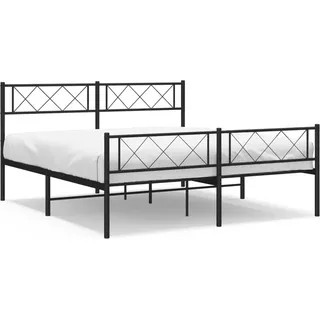 vidaXL Metallbett ohne Matratze mit Fußteil Schwarz 160x200 cm - Schwarz