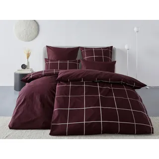 otto home Wendebettwäsche »Nature in Gr. 135x200 oder 155x220 cm« 2 Stk., tlg. Bettwäsche in unregelmäßigem Karo-Muster rot