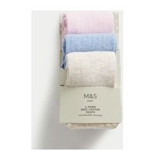 M&S Collection 3er-Pack gerippte Strumpfhosen mit hohem Baumwollanteil (0-3 J.) - Multi, Multi, 6-12 Monate