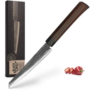 Black Chili Steakmesser für Steak, Fleisch, Geflügel und Schinken | Griff: Eisenholz | 12 cm Carbonstahl Klinge | BBQ Messer für Fleisch | Grillmesser mit glatter Klinge | SCOTCH-BONNET-12