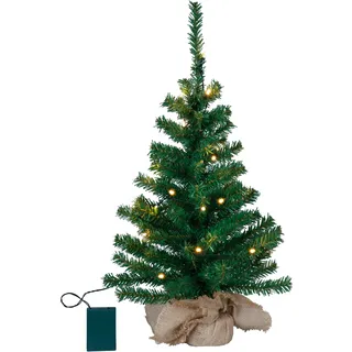 EGLO künstlicher Weihnachtsbaum 60 cm für innen | Deko-Tannenbaum mit LED-Beleuchtung warmweiß und Timer, batteriebetriebener Kunstbaum