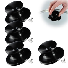 KADAX Topfdeckelgriff, feuerfester Deckelknopf aus Kunststoff und Edelstahl, universaler Haltegriff für Topfdeckel, Topfdeckelknopf für Glasdeckel (4 Stück, Schwarz Glänz)
