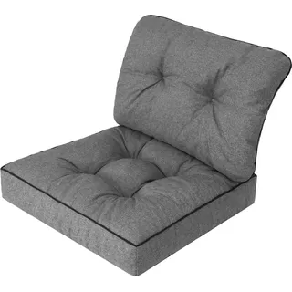 Gartenkissen "EMMA TECH" – Sitz- und Rückenkissen Set für Polyrattanmöbel 50x50/50x40 cm, Graphit | HobbyGarden - Grau