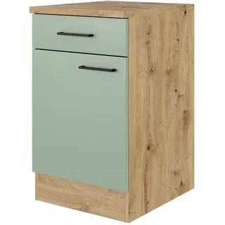 FlexWell Küchenunterschrank , Eiche Artisan, Schilfgrün , Metall , 1 Fächer , 1 Schublade(n) Schubladen , einzeln stellbar , 50x85x57 cm , Made in Germany , individuell planbar , Küchen, Küchenmöbel, Küchenschränke, Küchenunterschränke